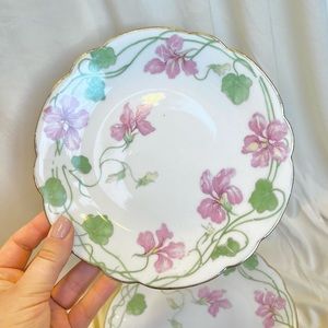 Antique L. Bernardaud & Co Limoges French White and Pink Floral Plates